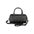 Mario Valentino Nero women's polyurethane bag with sleek design and silver hardware, featuring a top handle and spacious interior.