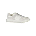White Tommy Hilfiger men's polyurethane sneakers with sporty design and stylish laces, perfect for casual wear.