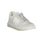Tommy Hilfiger white polyurethane men's sneaker with clean design and white laces, casual footwear for everyday style.