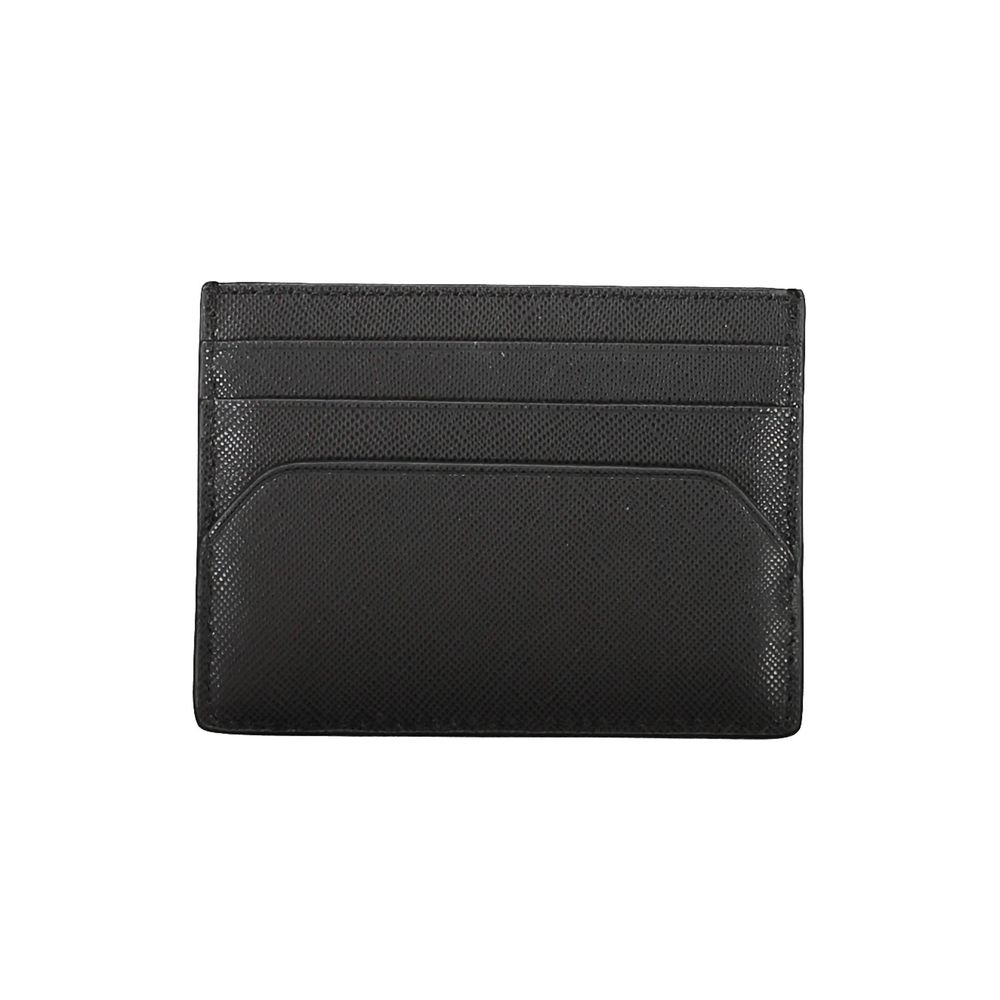 Tommy Hilfiger black leather men's wallet with multiple card slots and a sleek design.