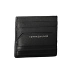 Tommy Hilfiger black leather men's wallet with multiple card slots and a sleek design.