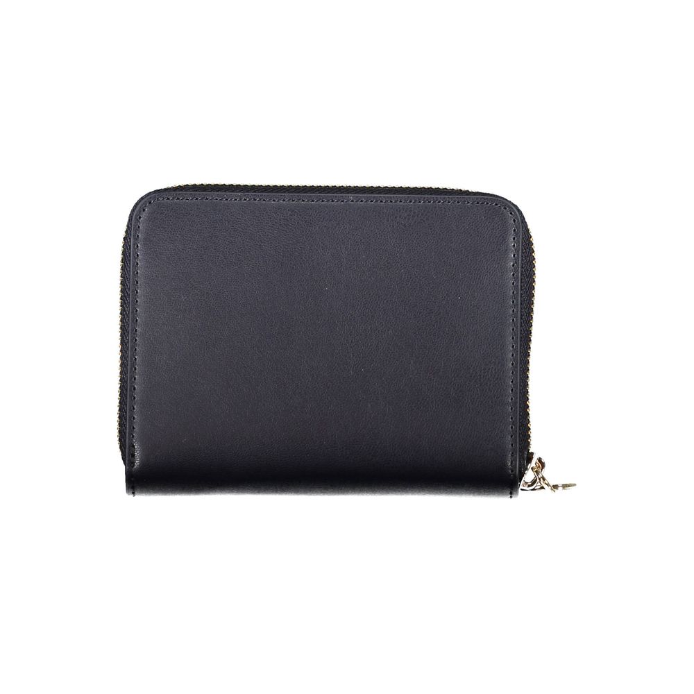 Tommy Hilfiger blue polyurethane women’s wallet with multiple card slots and a sleek, stylish design.