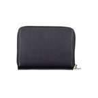 Tommy Hilfiger blue polyurethane women’s wallet with multiple card slots and a sleek, stylish design.
