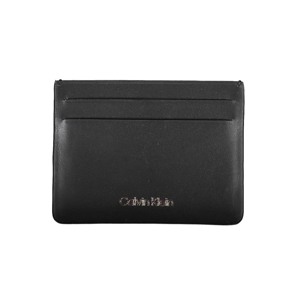 Calvin Klein black leather men's wallet with multiple card slots and a sleek, minimalist design.