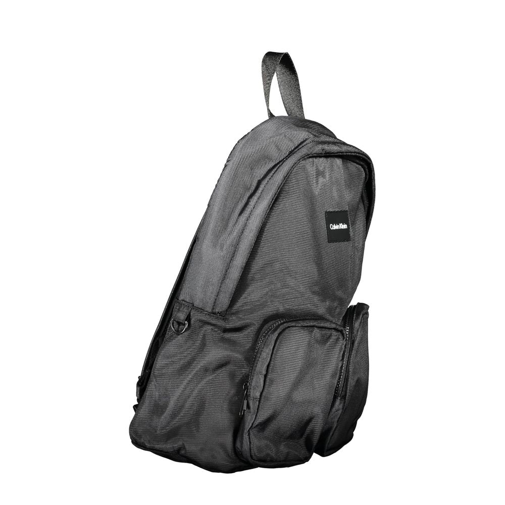 Calvin Klein Nero polyester men's backpack with adjustable straps and multiple compartments, designed for everyday use.