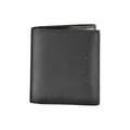Black leather men's wallet by Calvin Klein with multiple card slots and a sleek, minimalist design.