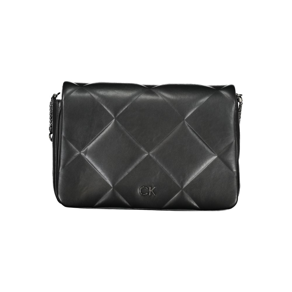Calvin Klein black polyester women's shoulder bag with sleek design and adjustable strap, suitable for everyday use.