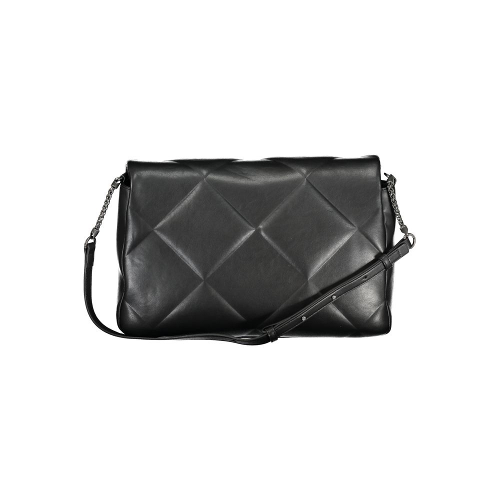 Calvin Klein black polyester women's shoulder bag with sleek design and shoulder strap, suitable for casual or formal wear.
