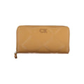 Calvin Klein Marrone Donna wallet made of polyurethane, featuring a sleek design and compact size for everyday use.
