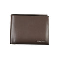 Calvin Klein Marrone leather men's wallet with multiple card slots and sleek design, shown open with visible interior compartments.