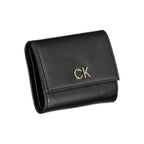 Calvin Klein Nero black polyurethane women's wallet with multiple card slots and a sleek, minimalist design.