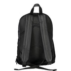 Black Calvin Klein men's polyester backpack with adjustable straps and multiple compartments, ideal for everyday use.