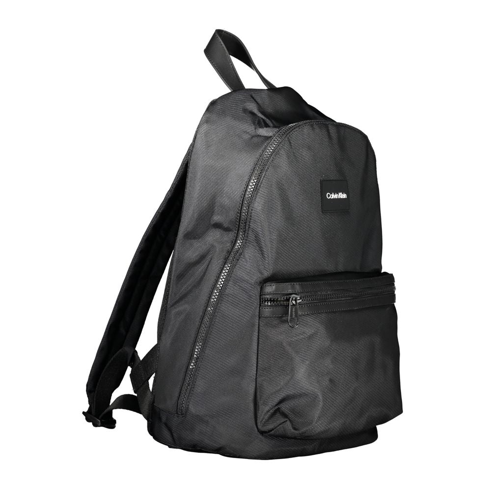 Calvin Klein black polyester men's backpack with adjustable straps and multiple compartments for everyday use