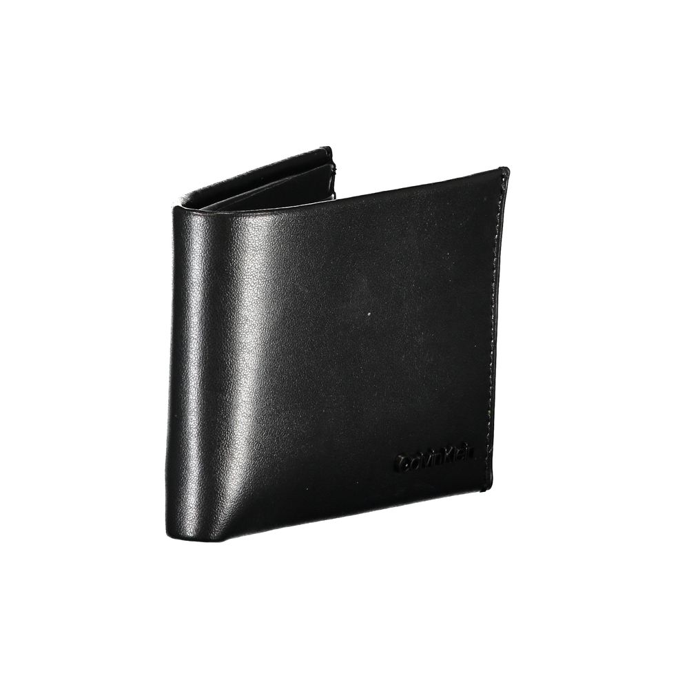 Black Calvin Klein polyester men's shoulder bag with adjustable strap and sleek design, suitable for everyday use.