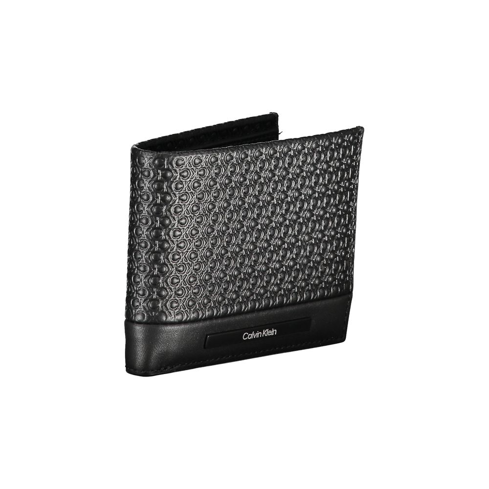 Black Calvin Klein polyester shoulder bag with sleek design and adjustable strap, ideal for women’s casual or professional use.
