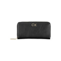 Black Calvin Klein women's wallet made of polyester, featuring a sleek design with multiple card slots and a smooth finish.