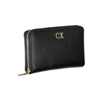 Black Calvin Klein women's wallet made of polyester with multiple card slots and a sleek, minimalist design.