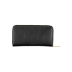 Black Calvin Klein women's wallet made of polyester with multiple card slots and a sleek design.