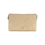 Calvin Klein beige polyester women's shoulder bag with sleek design and adjustable strap, ideal for casual or professional use.