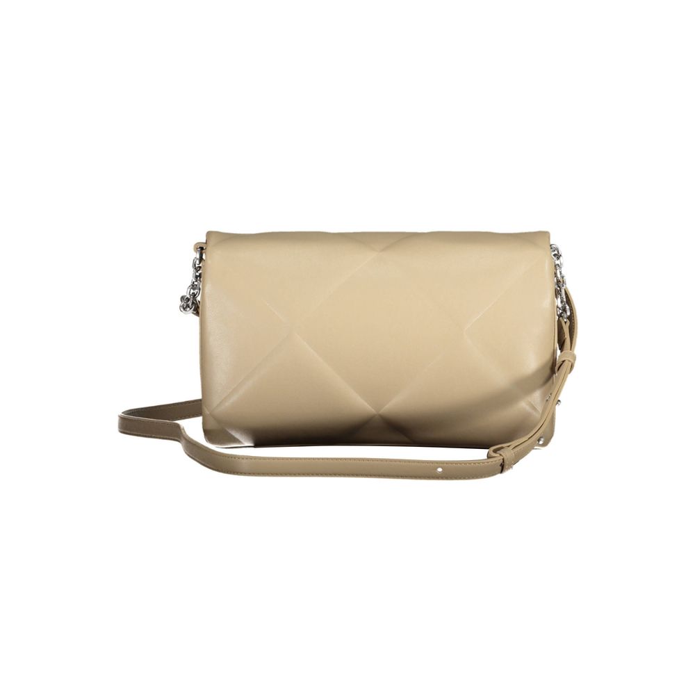 Calvin Klein beige polyester women's shoulder bag with sleek design and shoulder strap, suitable for everyday use.
