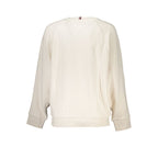 Beige cotton women's sweatshirt by Tommy Hilfiger, featuring a relaxed fit and classic logo design.