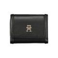 Tommy Hilfiger black polyurethane women’s wallet with multiple card slots and a sleek design.