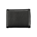 Tommy Hilfiger black polyurethane women's wallet with multiple card slots and a sleek, compact design.