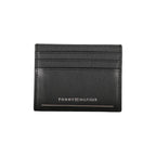 Tommy Hilfiger black leather men's wallet with multiple card slots and a sleek, classic design.