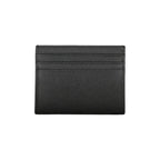 Black leather men's wallet by Tommy Hilfiger with multiple card slots and a sleek, minimalist design.