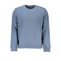 Calvin Klein blue polyester men's sweatshirt with a crew neck and long sleeves, featuring the Calvin Klein logo on the chest.