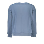 Calvin Klein blue polyester men's sweatshirt with crew neckline and long sleeves, casual athletic style.