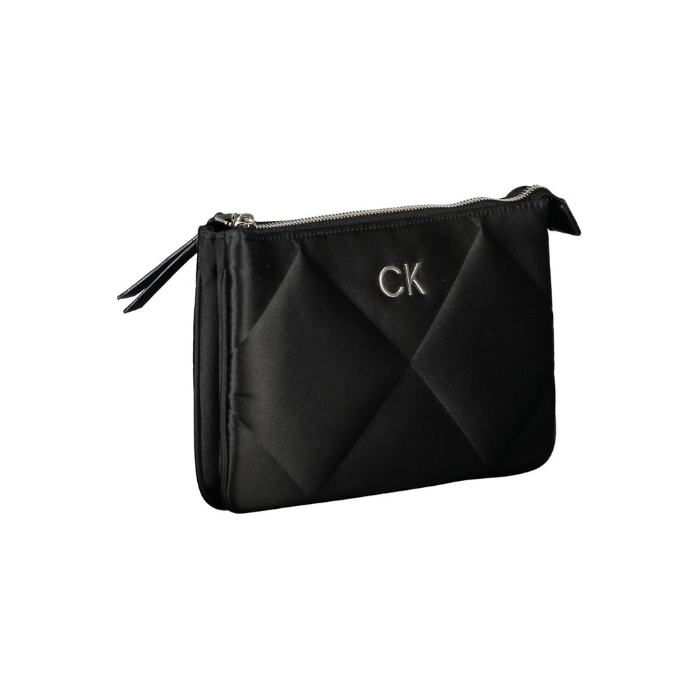 Calvin Klein black polyester women's shoulder bag with sleek design and adjustable strap.