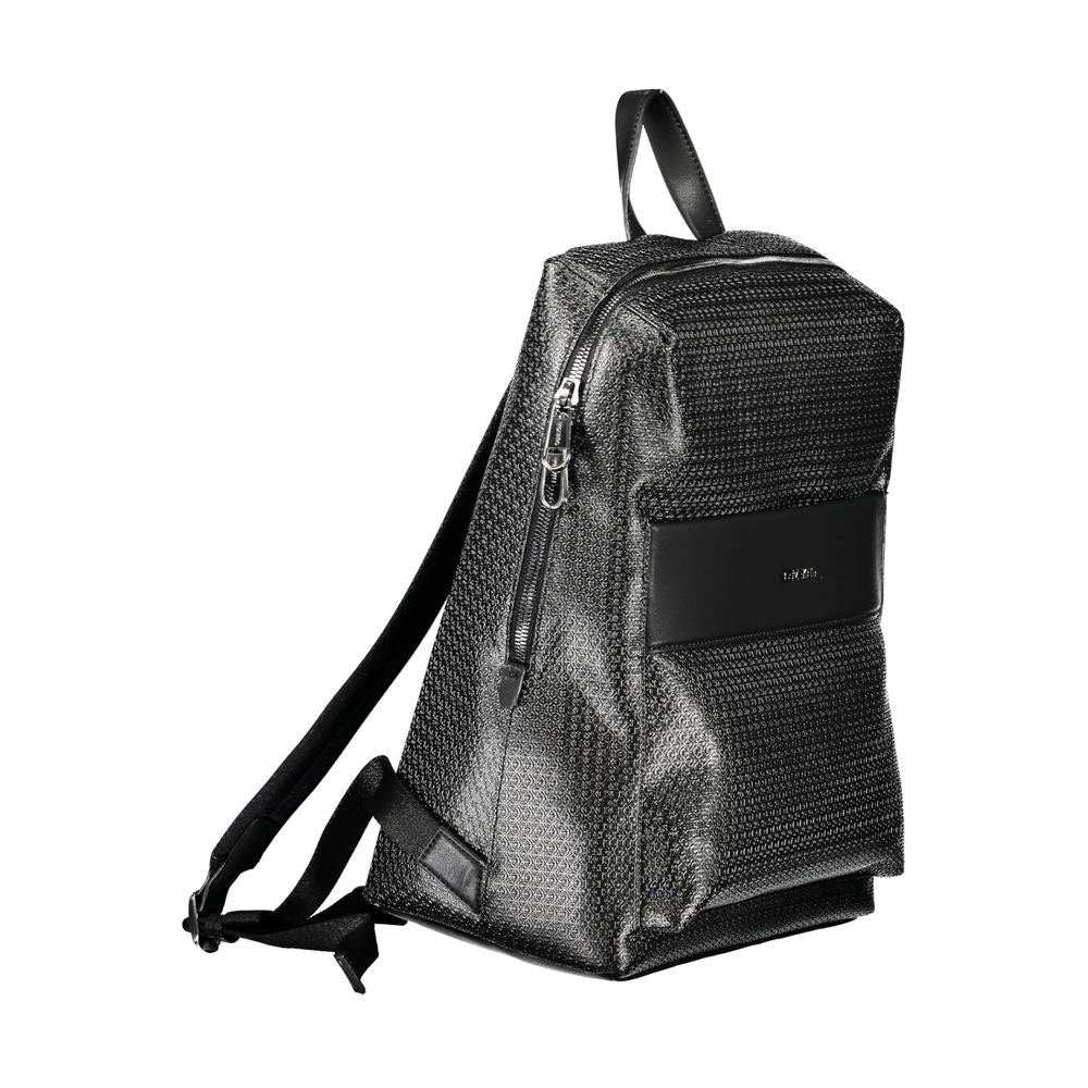 Calvin Klein Nero black polyester men's backpack with multiple compartments and adjustable straps, stylish and functional.