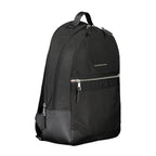 Tommy Hilfiger black polyester men's backpack with multiple compartments and adjustable straps, stylish and practical for everyday use.