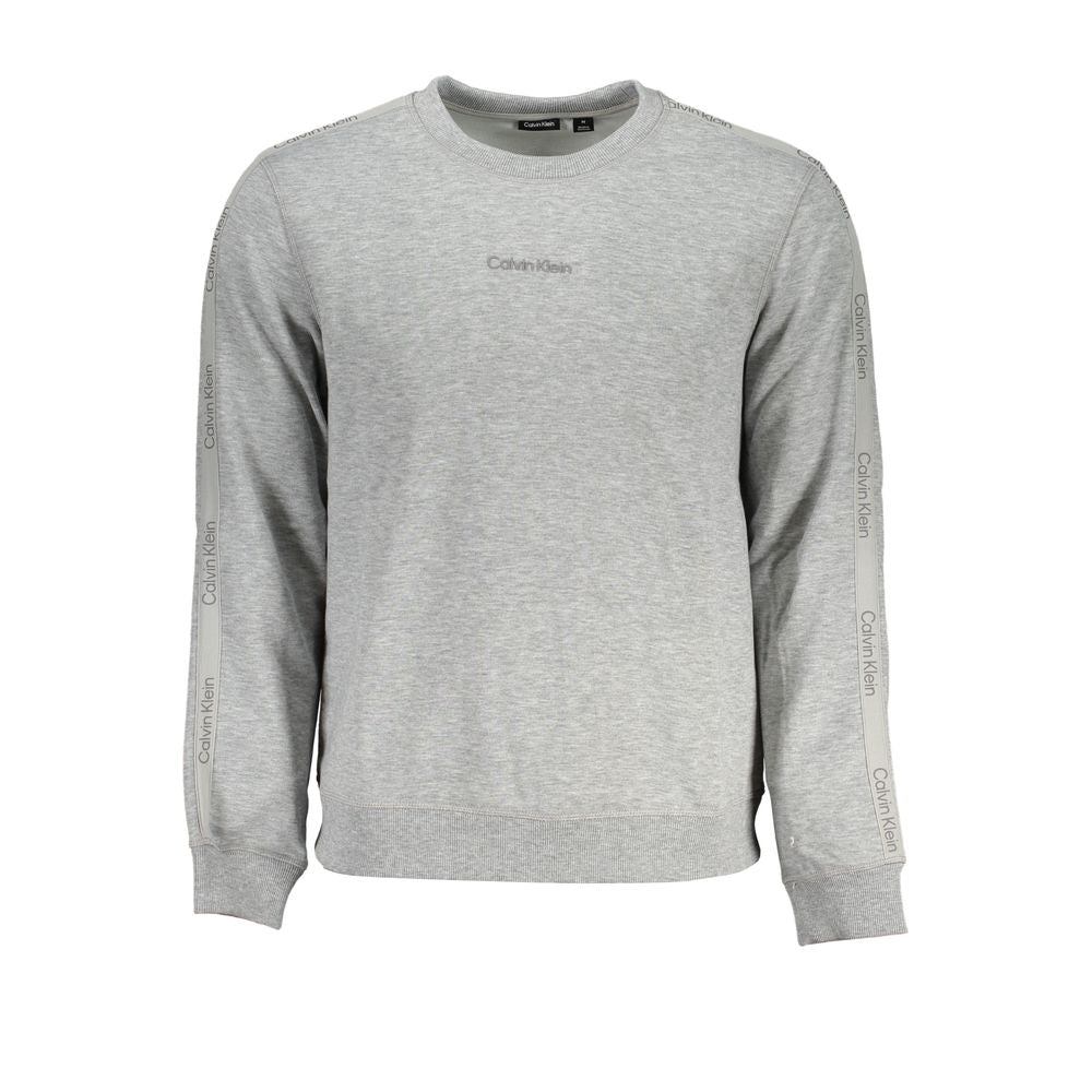 Calvin Klein Grigio polyester men's sweatshirt with crew neckline and long sleeves, casual style and comfortable fit.