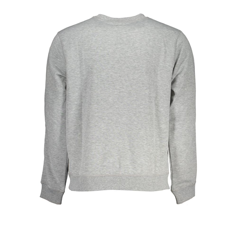 Calvin Klein Grigio polyester men's sweatshirt with crew neck and long sleeves, casual style and comfortable fit.