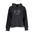 Black cotton women's hoodie by Napapijri, featuring a casual fit with a hood and long sleeves.