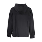 Black Napapijri cotton women's hoodie with a relaxed fit and minimalist design, featuring a hood and long sleeves.