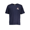 Blue cotton men's T-shirt by Fila with a classic fit and logo detail, displayed on a plain background.