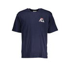 Blue cotton men's T-shirt by Fila with a classic fit and logo detail, displayed on a plain background.