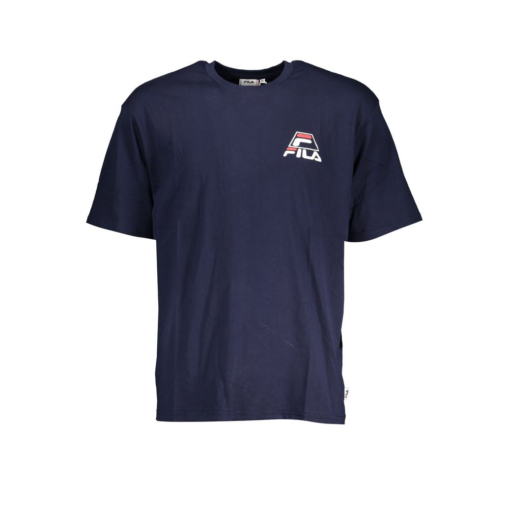 Blue cotton men's T-shirt by Fila with a classic fit and logo detail, displayed on a plain background.