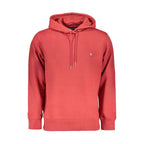 Red Calvin Klein men's cotton sweatshirt with a crewneck and long sleeves, displayed on a plain background.