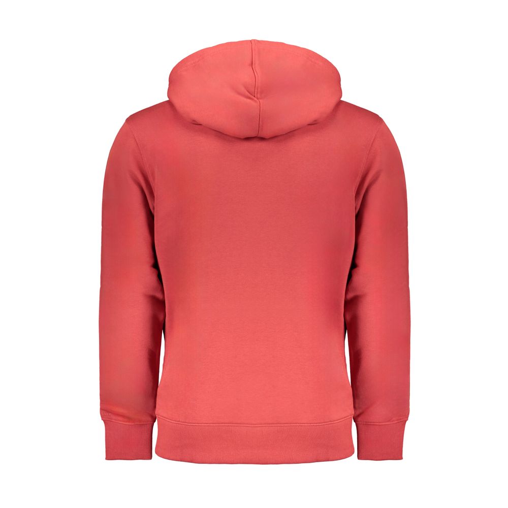 Red cotton men's sweatshirt by Calvin Klein featuring a classic crewneck and minimalist design.