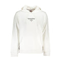 White cotton men's hoodie sweatshirt by Tommy Hilfiger, featuring a hood and casual fit, displayed on a plain background.