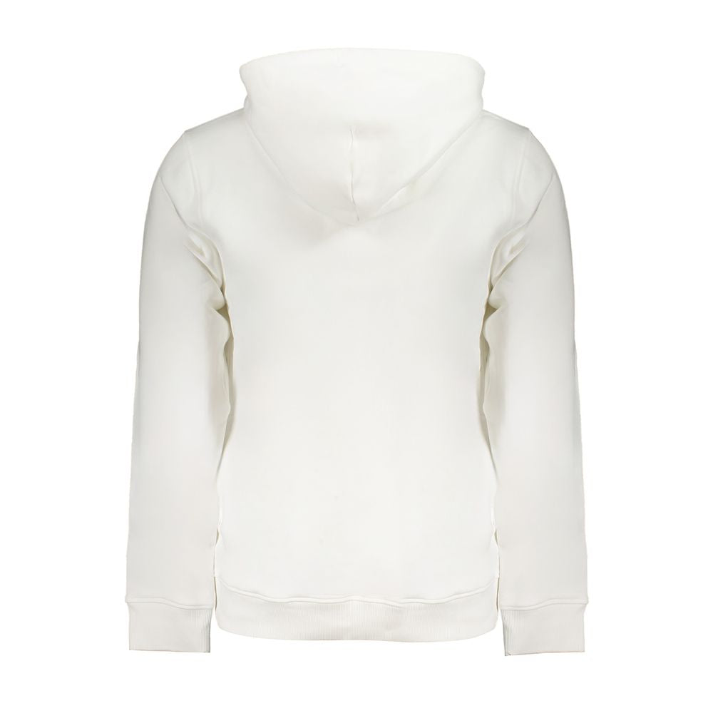 Tommy Hilfiger white cotton men's sweatshirt hoodie with front pocket and logo detail, casual and comfortable for everyday wear.