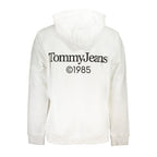 White cotton men's hoodie sweatshirt by Tommy Hilfiger with a hood, featuring a casual fit and subtle branding details.
