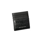 Tommy Hilfiger black leather men's wallet with multiple card slots and a sleek, classic design.