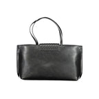 Calvin Klein black polyester women's handbag with sleek design and silver hardware, stylish accessory for everyday use.