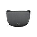Calvin Klein black polyurethane women's shoulder bag with sleek design and adjustable strap, stylish and functional accessory.