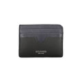 Black leather men's wallet by Tommy Hilfiger with multiple card slots and a sleek, classic design.